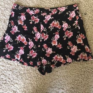 Black and pink floral shorts